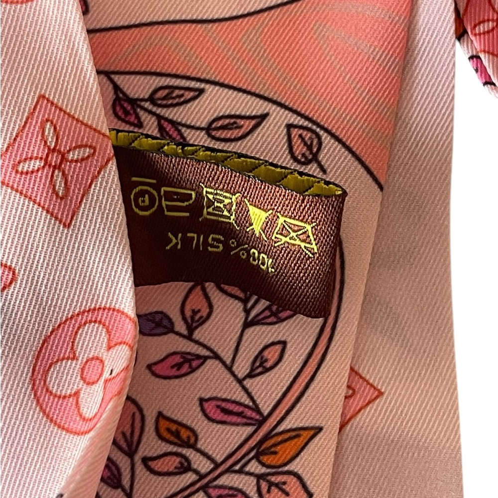 LOUIS VUITTON Bandeau Tree of Louis Silk Scarf Orange Multi Color - Picture 5 of 8